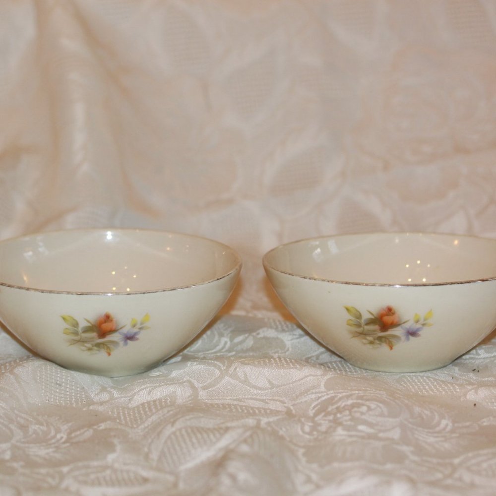 Lot of 2 SHENANGO china Porcelain Floral Soup Bowls